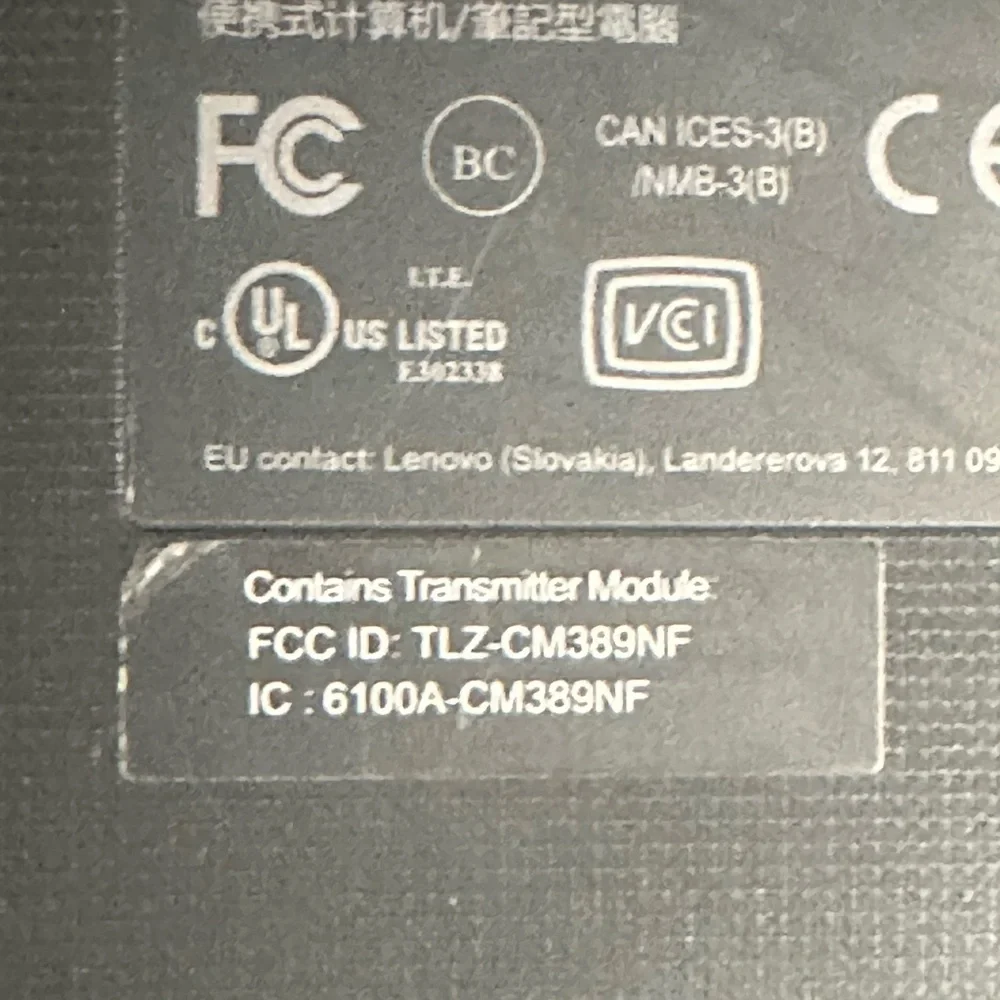 Lenovo Black Laptop with Regulatory Compliance Features